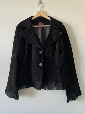 Danier Frilled Black Suede Jacket